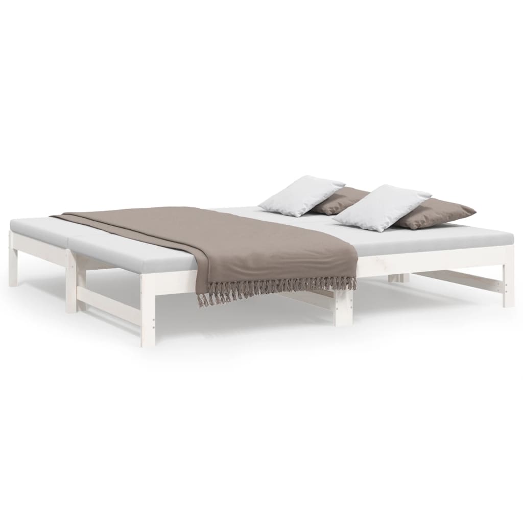 daybed med udtræk 2x(75x190) cm massivt fyrretræ hvid