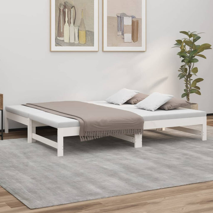 daybed med udtræk 2x(75x190) cm massivt fyrretræ hvid