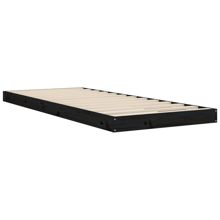 sengeramme 75x190 cm massivt fyrretræ sort