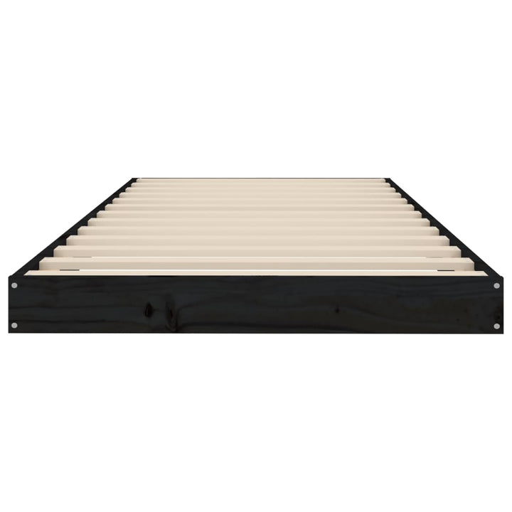 sengeramme 75x190 cm massivt fyrretræ sort