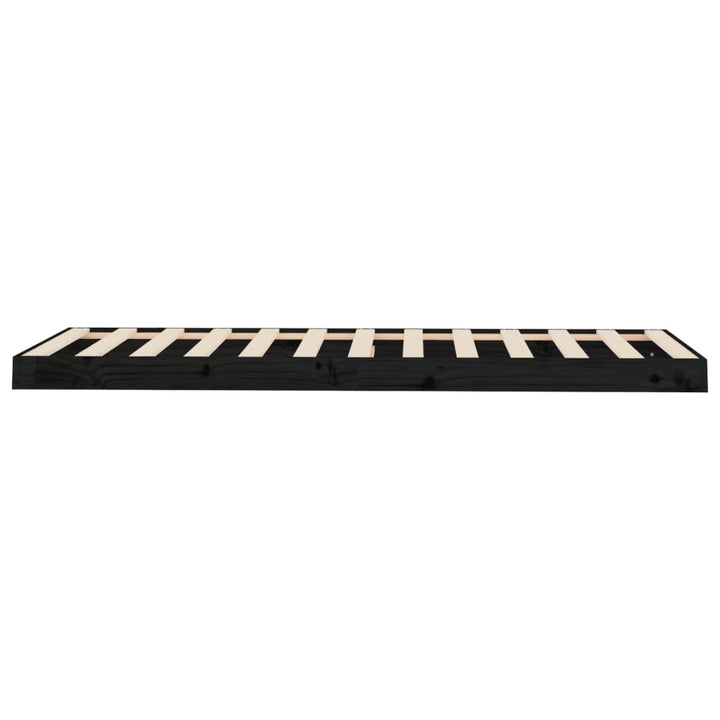sengeramme 75x190 cm massivt fyrretræ sort