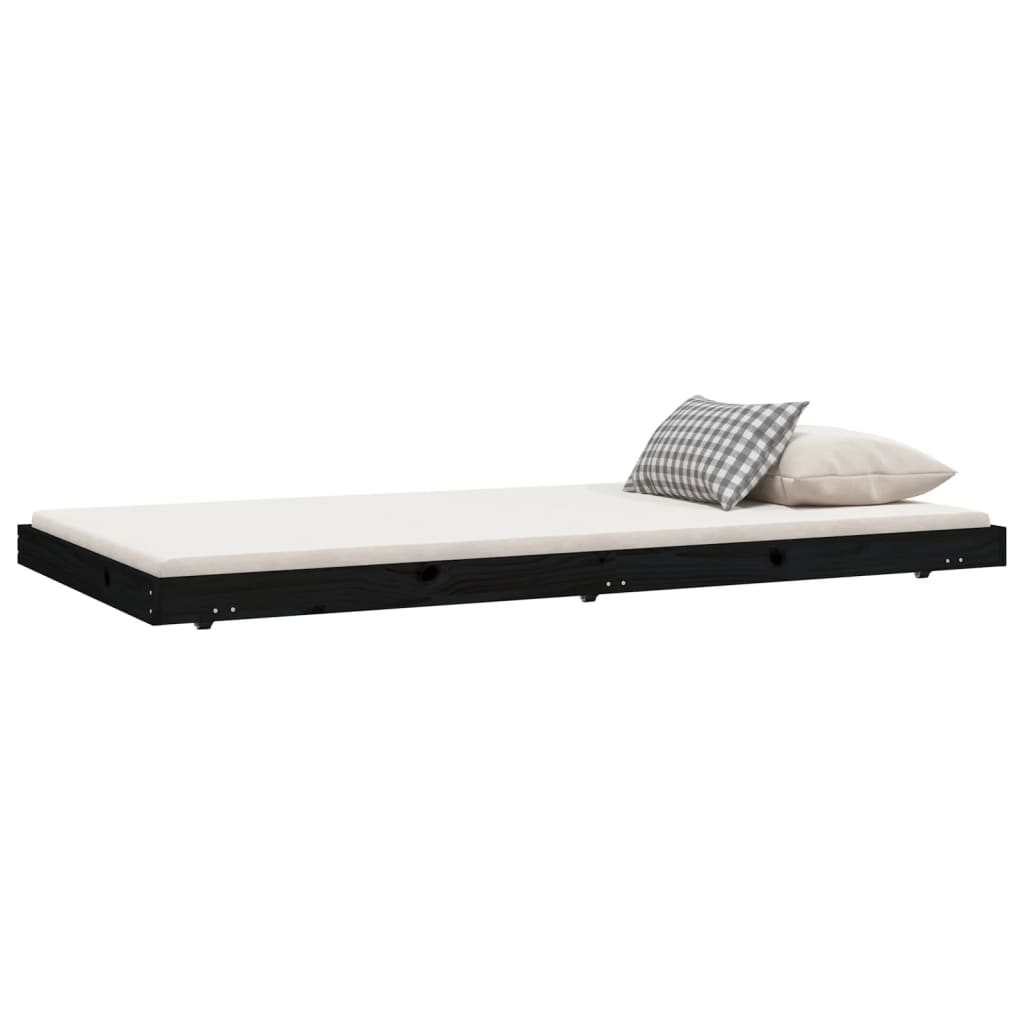 sengeramme 100x200 cm massivt fyrretræ sort