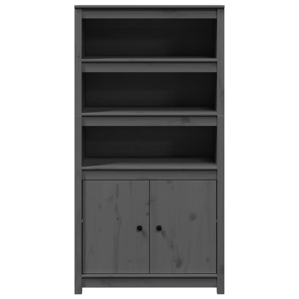 skab 80x35x154 cm massivt fyrretræ grå