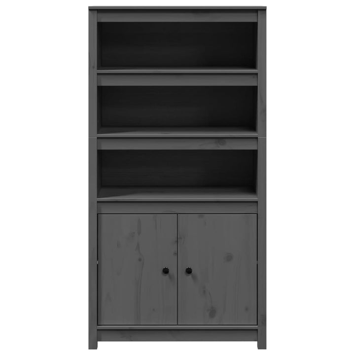 skab 80x35x154 cm massivt fyrretræ grå
