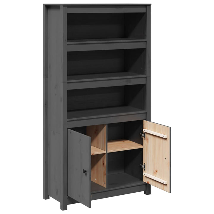 skab 80x35x154 cm massivt fyrretræ grå