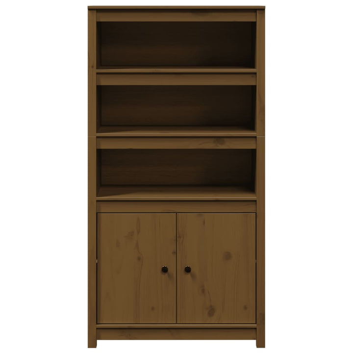 skab 80x35x154 cm massivt fyrretræ gyldenbrun