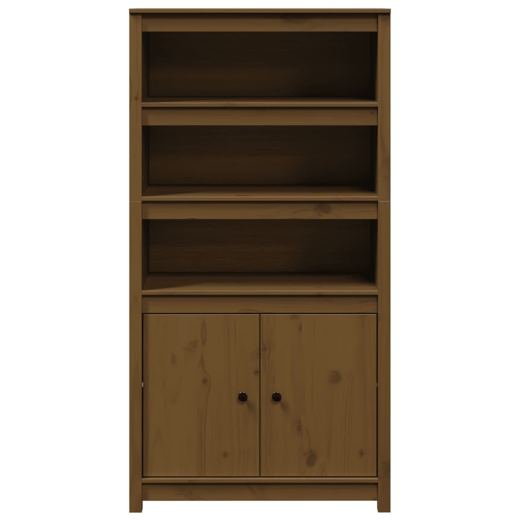 skab 80x35x154 cm massivt fyrretræ gyldenbrun