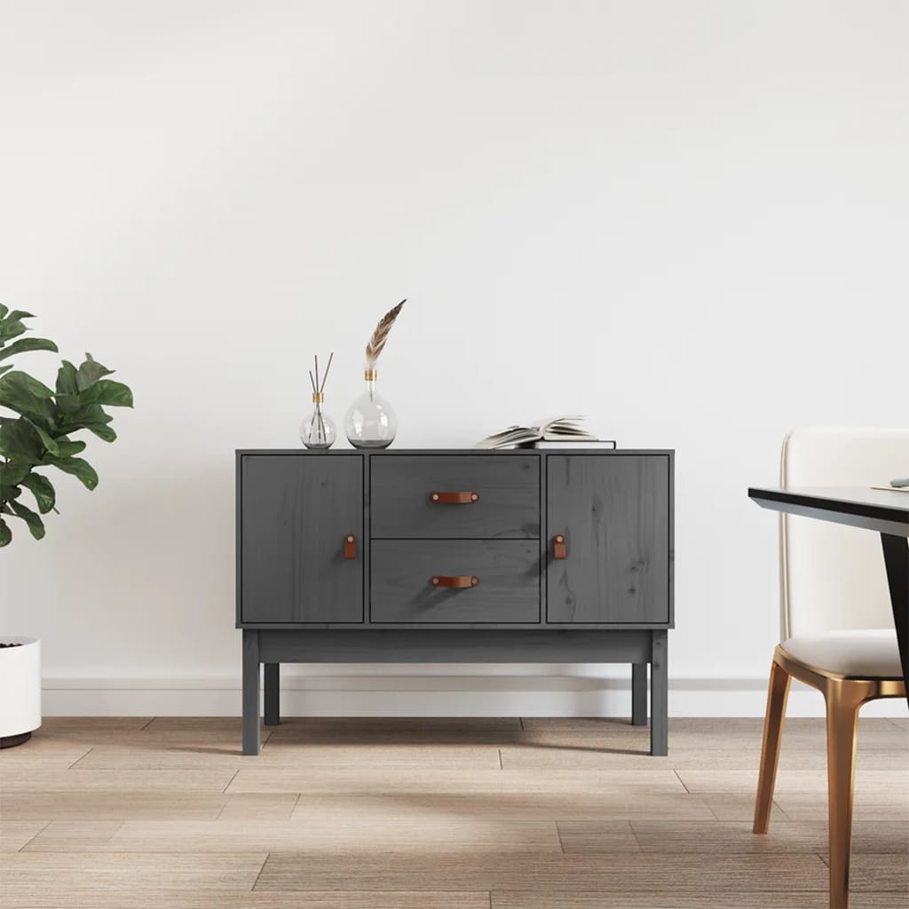 skænk 110x40x78 cm massivt fyrretræ grå