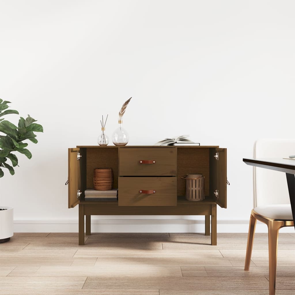 skænk 110x40x78 cm massivt fyrretræ gyldenbrun