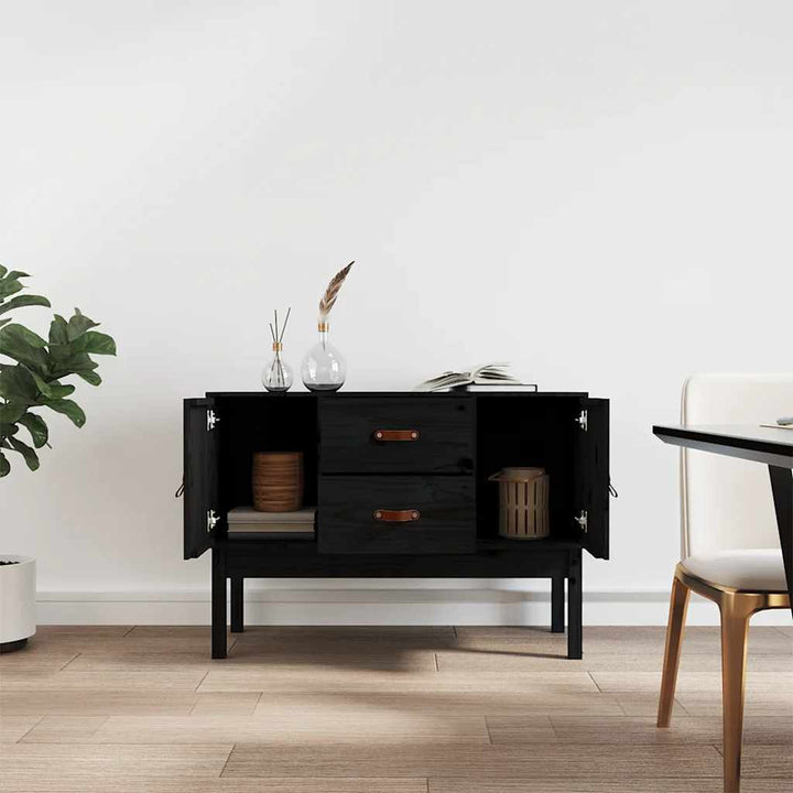 skænk 110x40x78 cm massivt fyrretræ sort