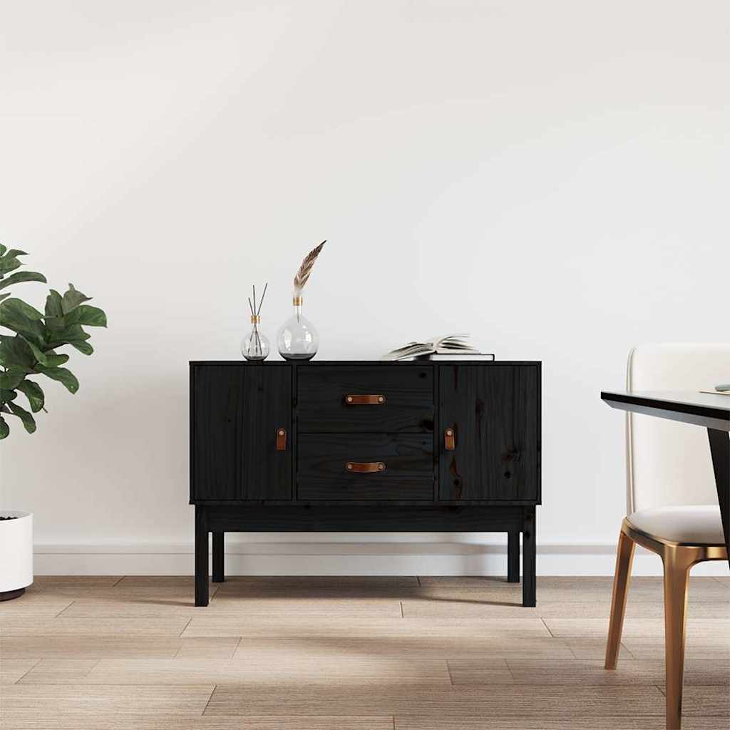 skænk 110x40x78 cm massivt fyrretræ sort