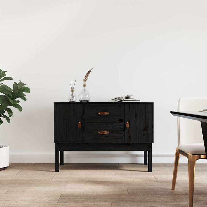 skænk 110x40x78 cm massivt fyrretræ sort
