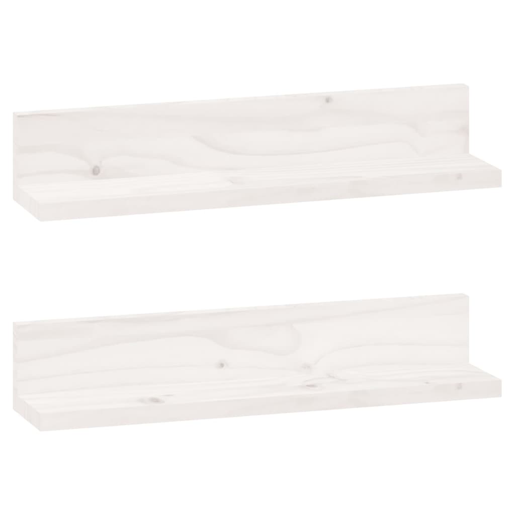 væghylder 2 stk. 50x11x9 cm massivt fyrretræ hvid