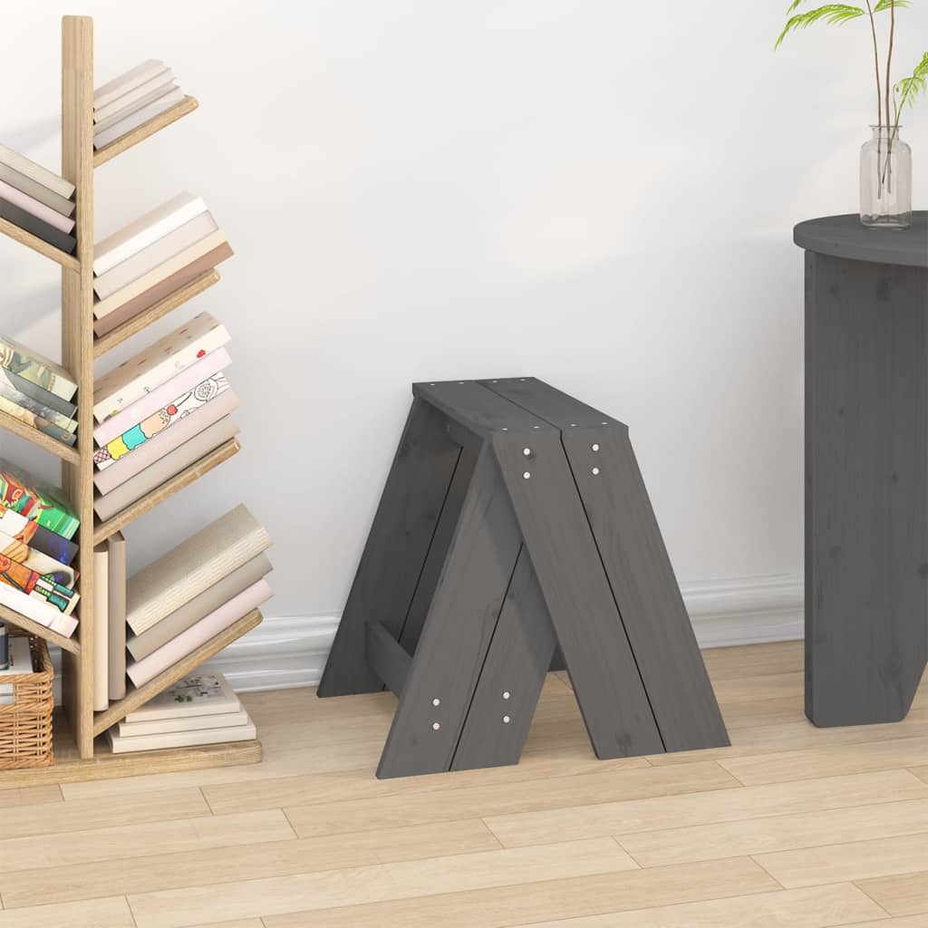 taburetter 2 stk. 40x40x45 cm massivt fyrretræ grå