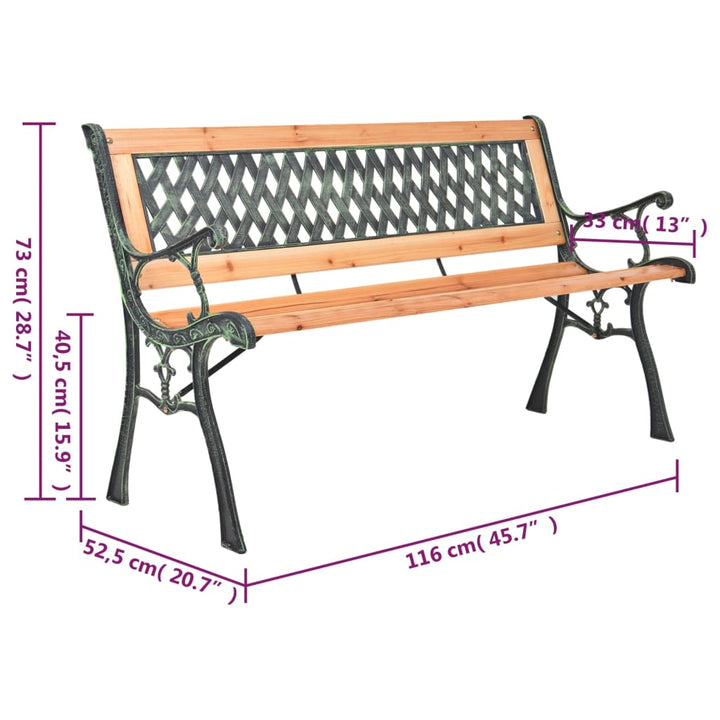 havebænk 116 cm støbejern og massivt grantræ