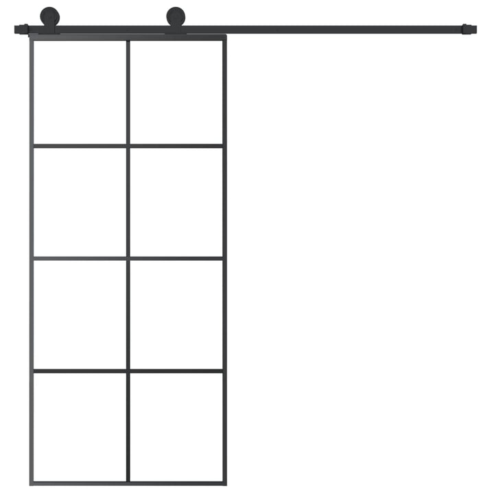 skydedør med hardwaresæt 90x205 cm sikkerhedsglas aluminium