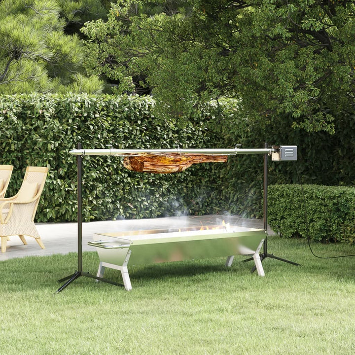 grillbakke 118x42x30,5 cm rustfrit stål sølvfarvet