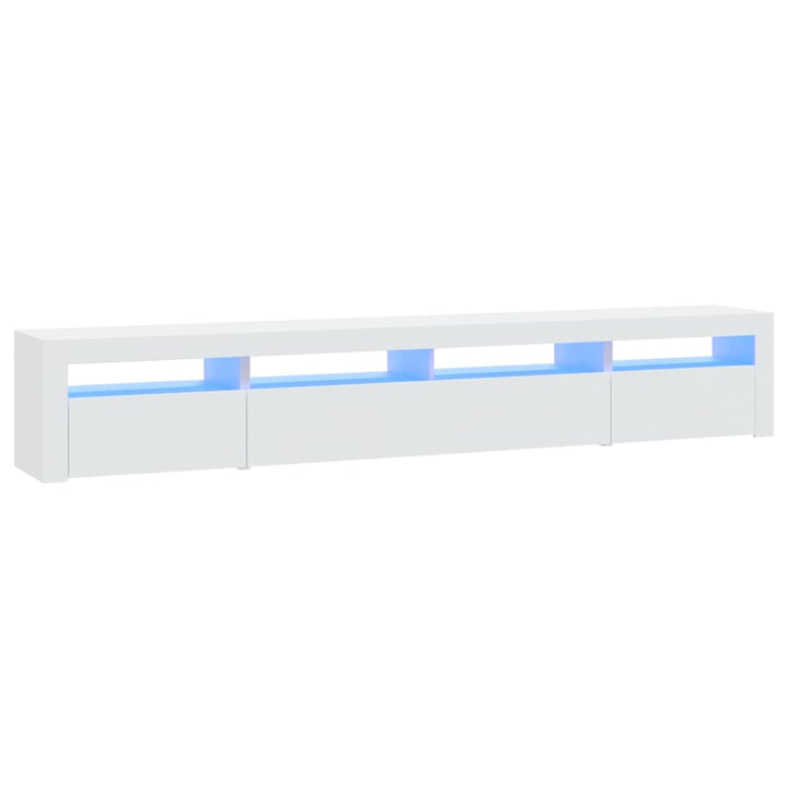 tv-skab med LED-lys 240x35x40 cm hvid