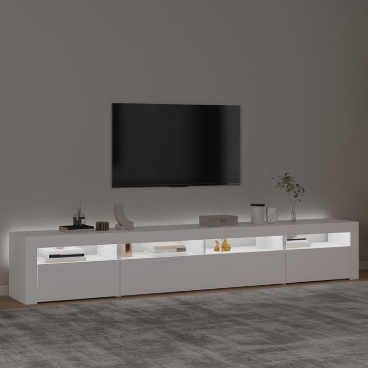 tv-skab med LED-lys 240x35x40 cm hvid