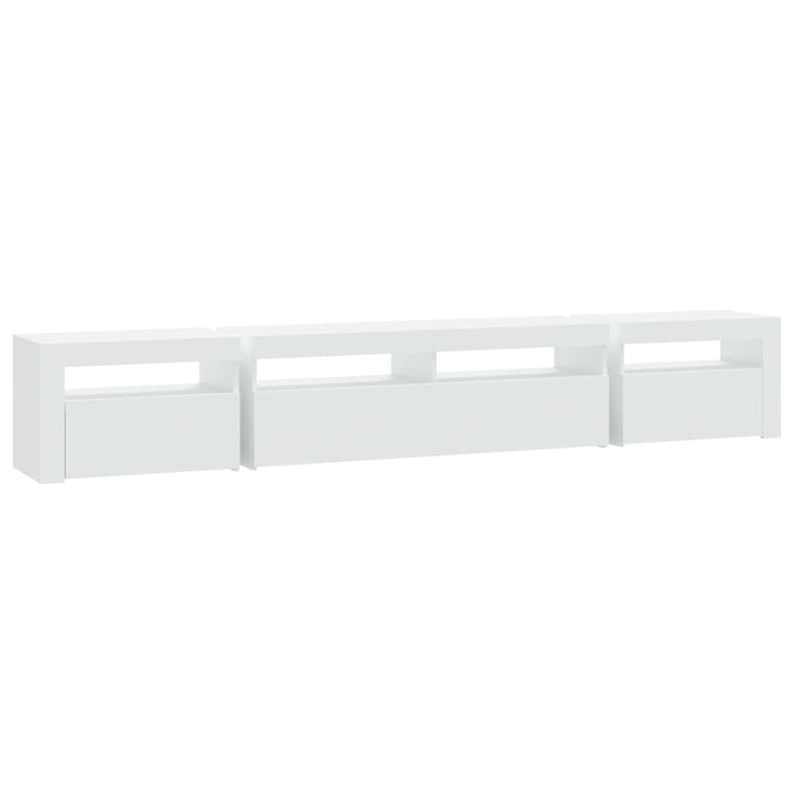 tv-skab med LED-lys 240x35x40 cm hvid