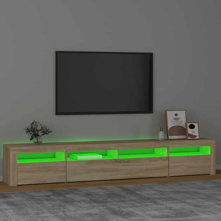 tv-skab med LED-lys 240x35x40 cm sonoma-eg