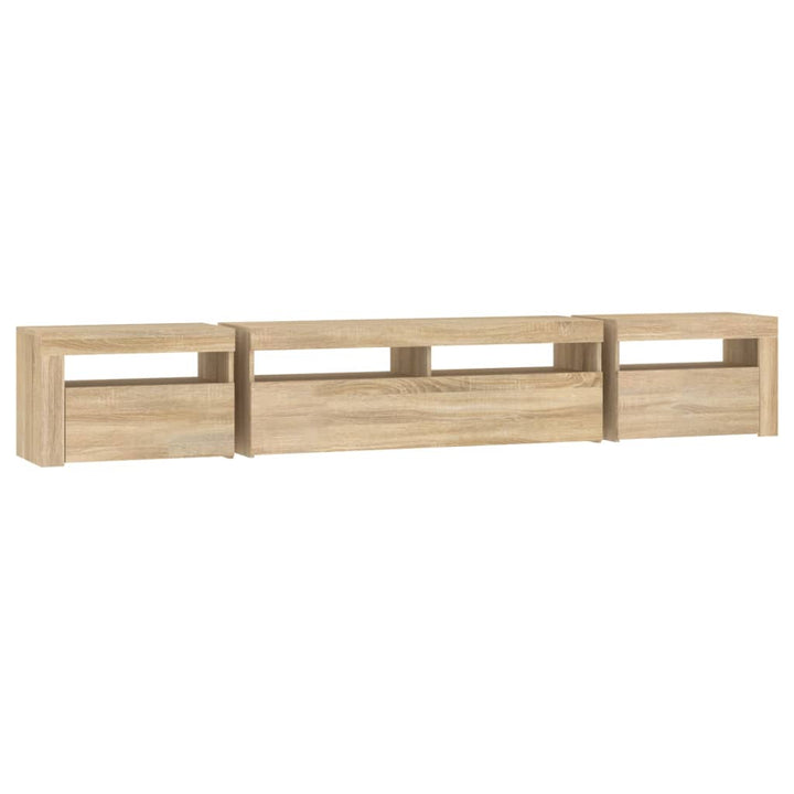 tv-skab med LED-lys 240x35x40 cm sonoma-eg