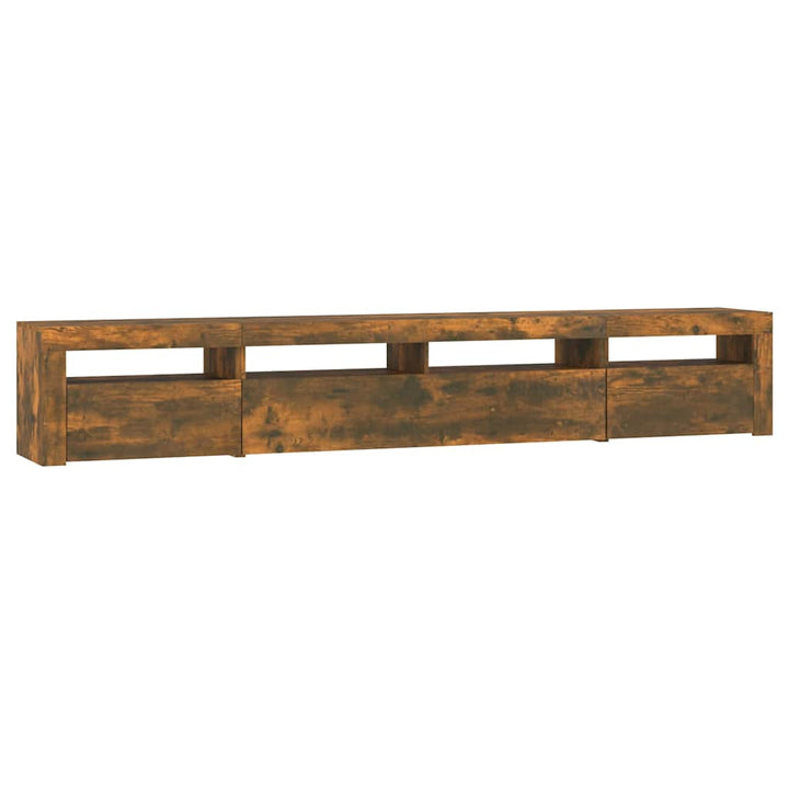 tv-skab med LED-lys 240x35x40 cm røget egetræ