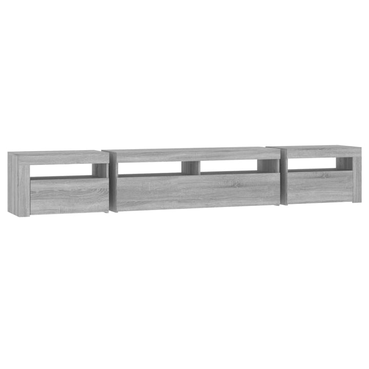tv-skab med LED-lys 240x35x40 cm grå sonoma-eg