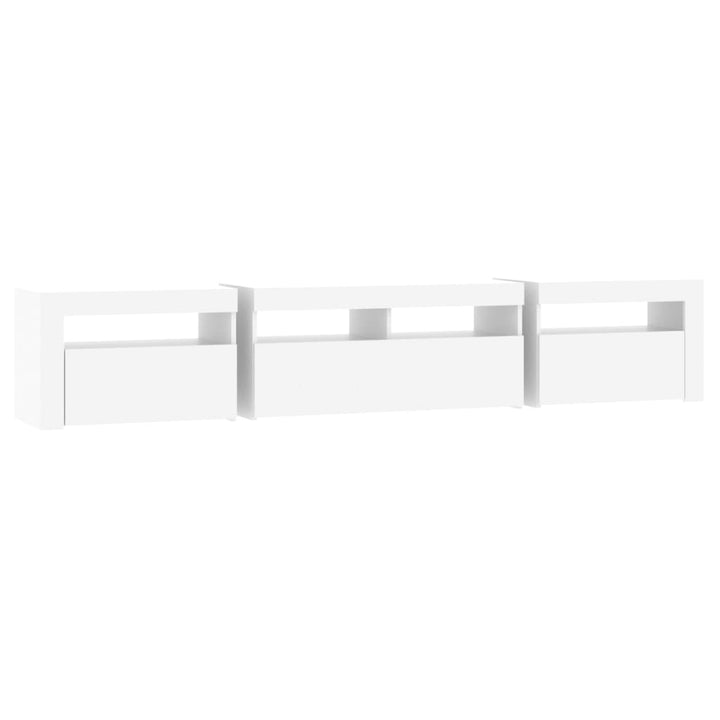 tv-skab med LED-lys 210x35x40 cm hvid