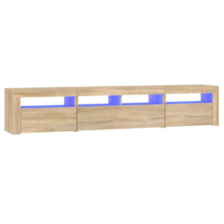 tv-skab med LED-lys 210x35x40 cm Sonoma-eg