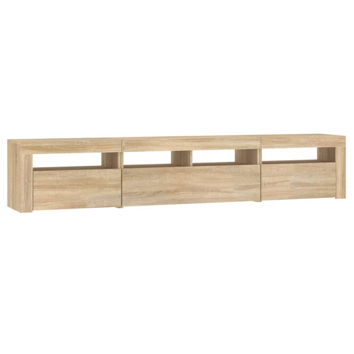 tv-skab med LED-lys 210x35x40 cm Sonoma-eg