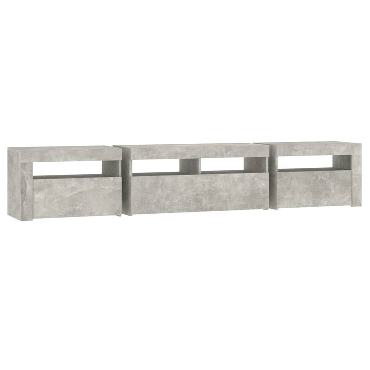 tv-skab med LED-lys 210x35x40 cm betongrå