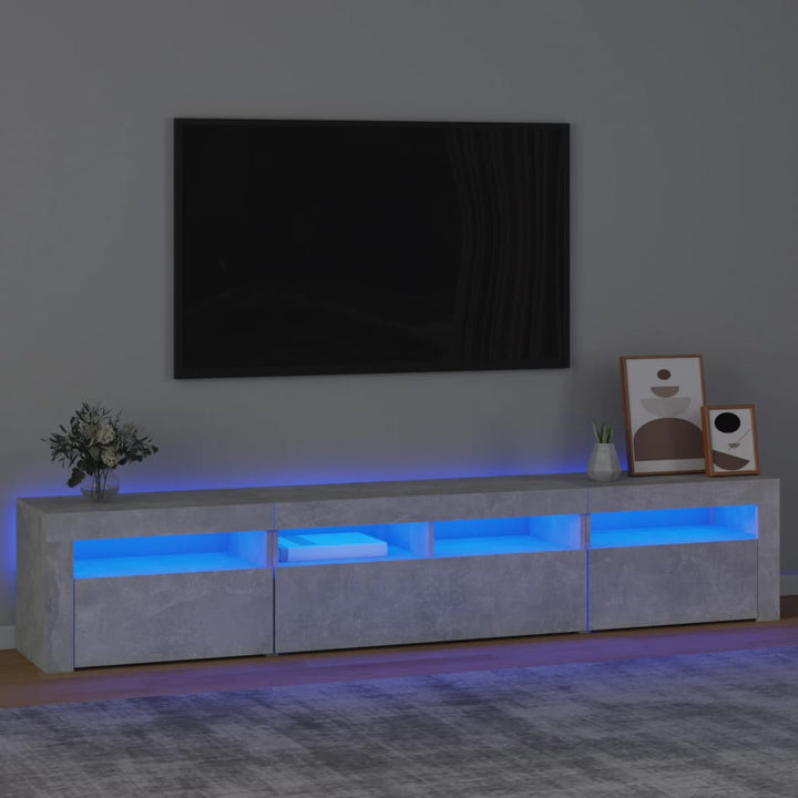 tv-skab med LED-lys 210x35x40 cm betongrå