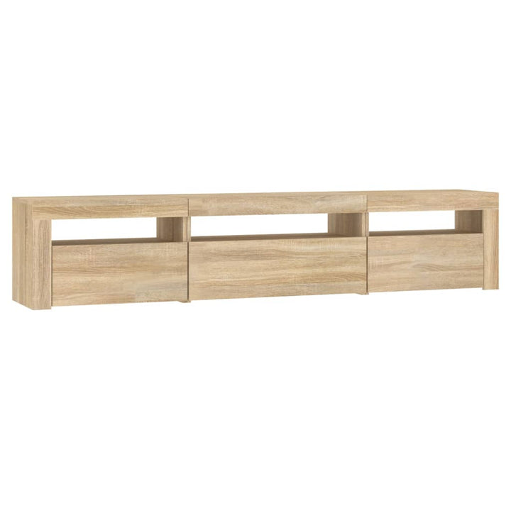 tv-bord med LED-lys 195x35x40 cm sonoma-eg