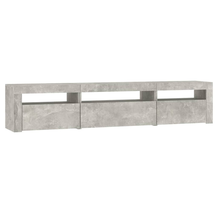sengebord med LED-lys 195x35x40 cm betongrå