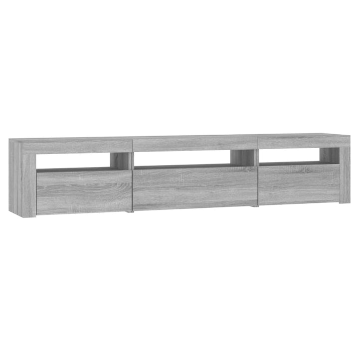 tv-bord med LED-lys 195x35x40 cm grå sonoma-eg