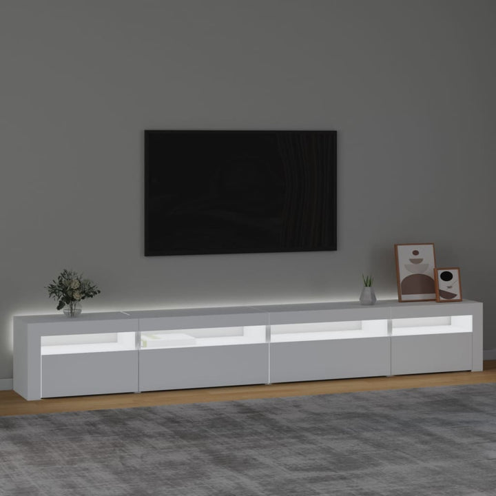 tv-skab med LED-lys 270x35x40 cm hvid