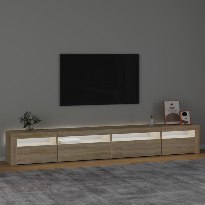 tv-skab med LED-lys 270x35x40 cm Sonoma-eg