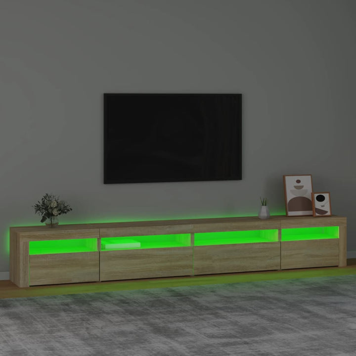 tv-skab med LED-lys 270x35x40 cm Sonoma-eg