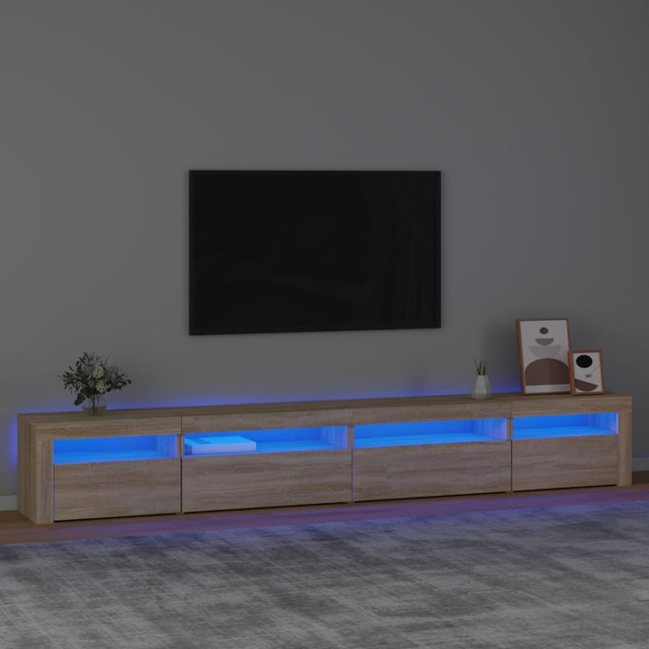 tv-skab med LED-lys 270x35x40 cm Sonoma-eg