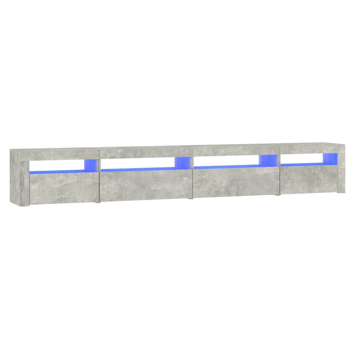 sengebord med LED-lys 270x35x40 cm betongrå
