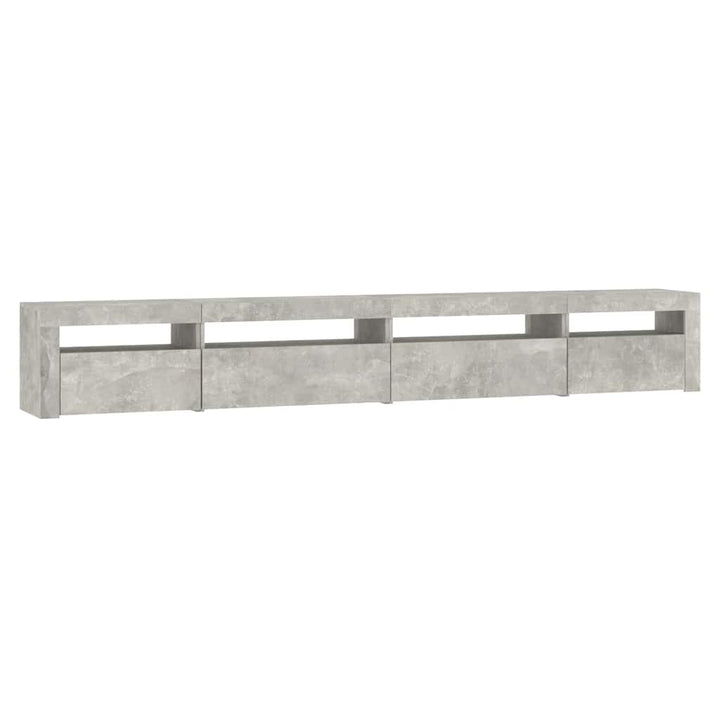 sengebord med LED-lys 270x35x40 cm betongrå