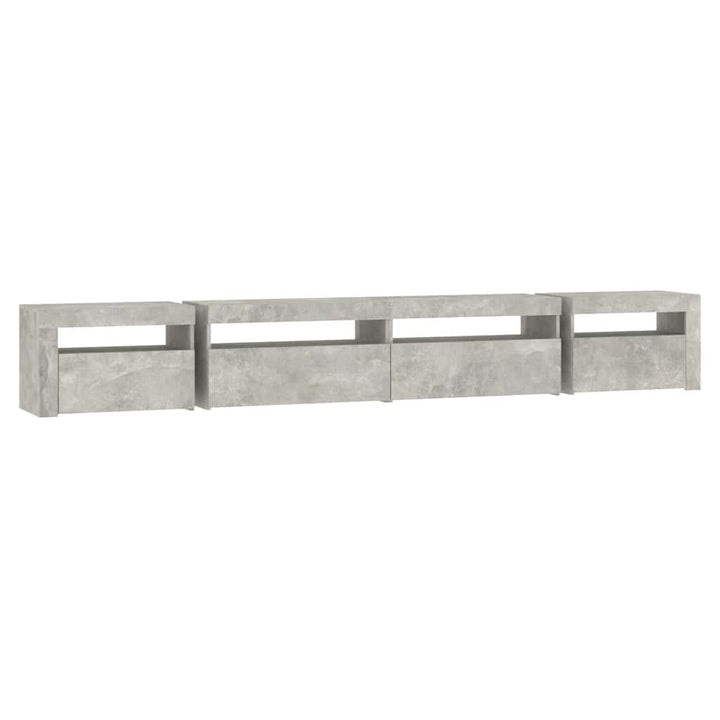 sengebord med LED-lys 270x35x40 cm betongrå