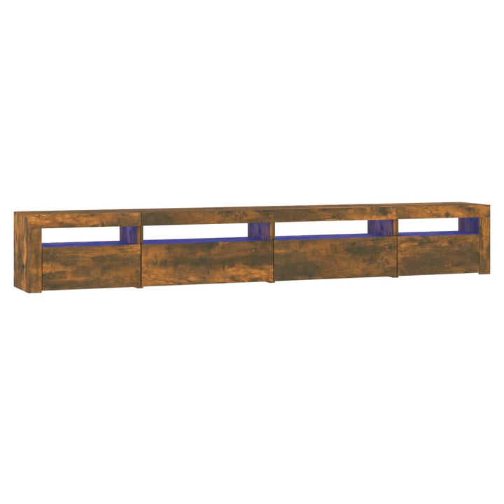 tv-skab med LED-lys 270x35x40 cm røget egetræ