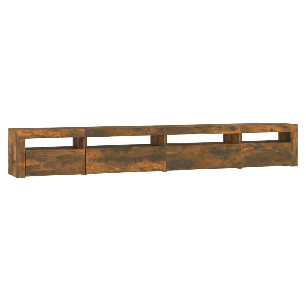 tv-skab med LED-lys 270x35x40 cm røget egetræ