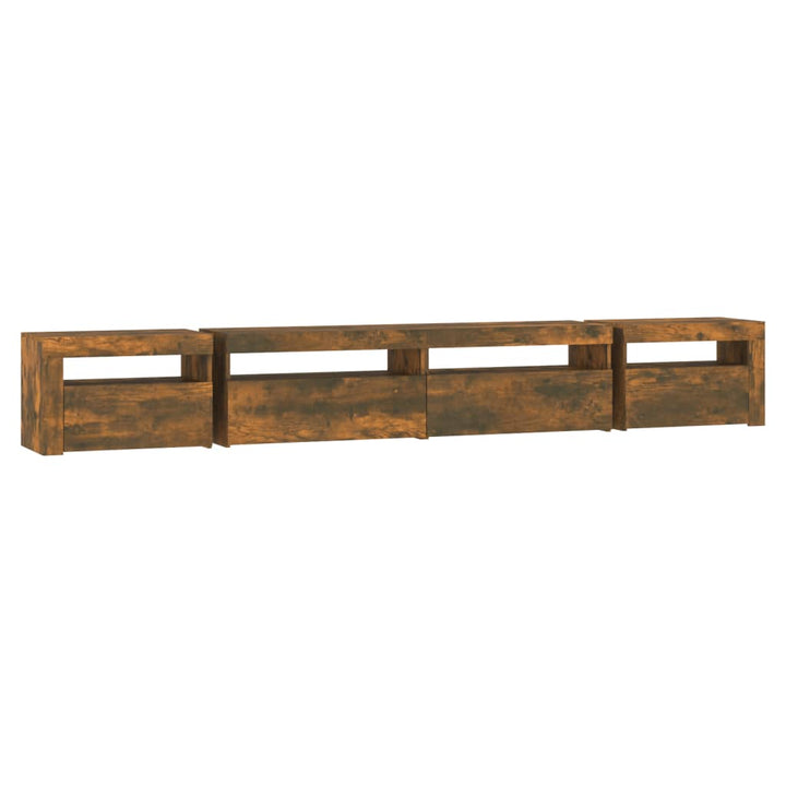 tv-skab med LED-lys 270x35x40 cm røget egetræ