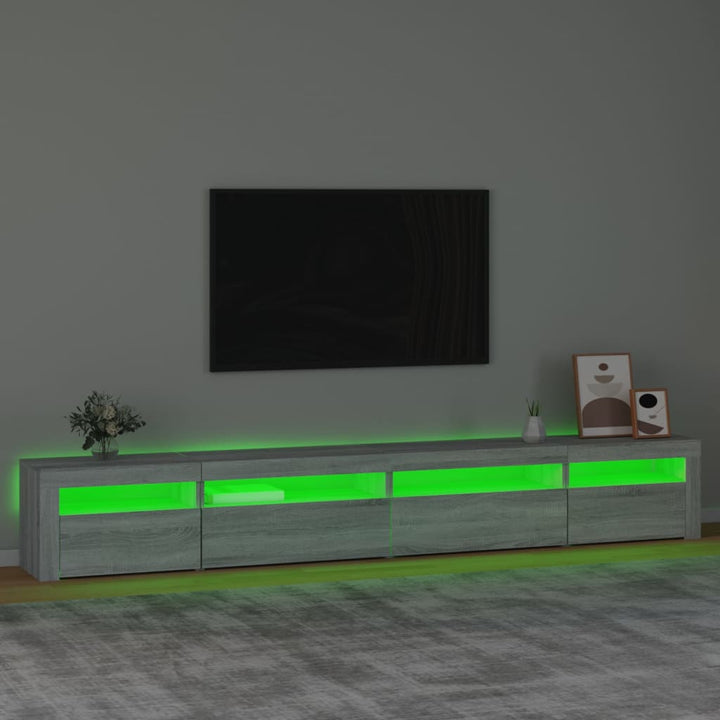 tv-skab med LED-lys 270x35x40 cm Grå sonoma-eg