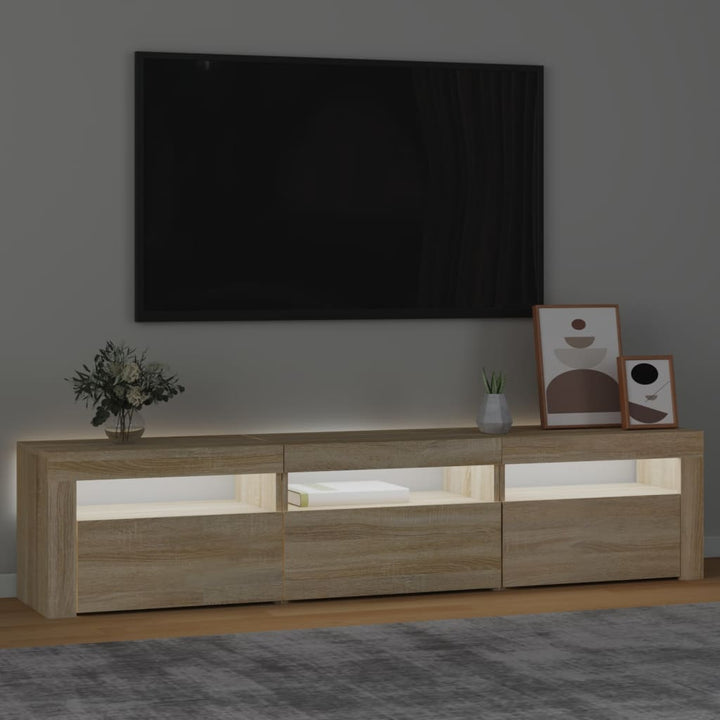 tv-bord med LED-lys 180x35x40 cm sonoma-eg