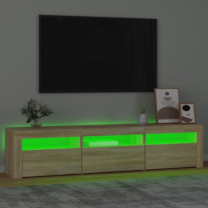 tv-bord med LED-lys 180x35x40 cm sonoma-eg