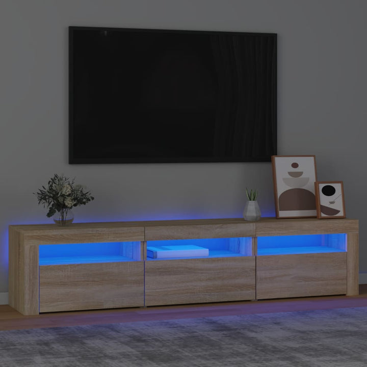 tv-bord med LED-lys 180x35x40 cm sonoma-eg